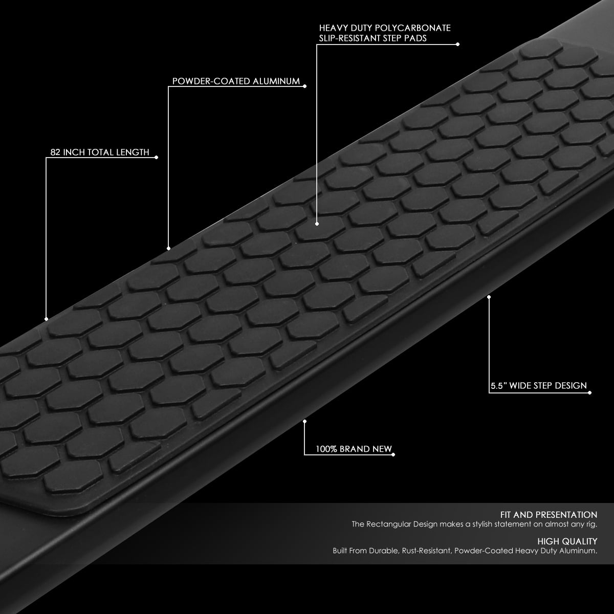 DNA Motoring 5.5" Aluminum Side Step Nerf Bars Running Boards for 2009-2022 Ram 1500 Quad Cab