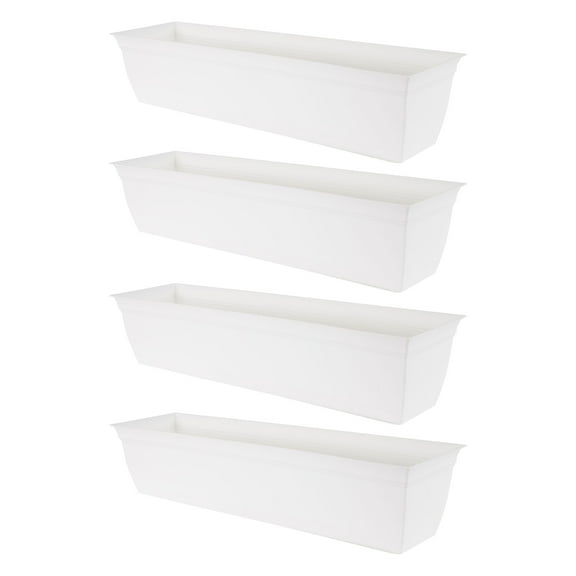 The HC Companies Window Flower Box with Removable Saucer, White (4 Pack)