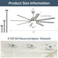 thumbnail image 6 of Sofucor 72" Smart Ceiling Fan, Indoor/Outdoor Ceiling Fans with Lights and Remote, Work with Alexa/Google/App, 3-Color Light 6-Speed Timing Reversible DC Motor for Bedroom Living Room Patio, 6 of 9