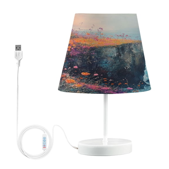 BZSMCE Table Lamp Creative Flowers on Edges Simple Pattern Night Light