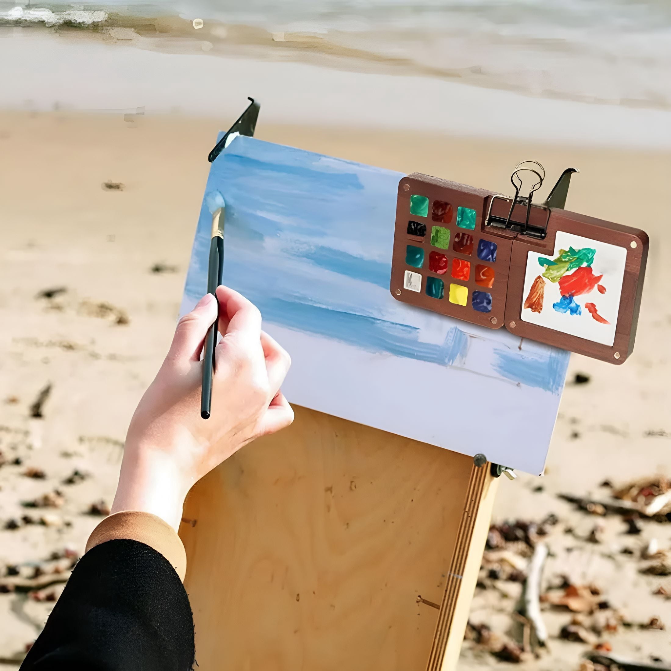 CCOCC 2026 New Mini Watercolor Kit,Portable Wooden Grid Paint Box for Artists,Watercolor Paint Set Students&Travel,Pocket-Sized Travel Watercolor Set with Pigments