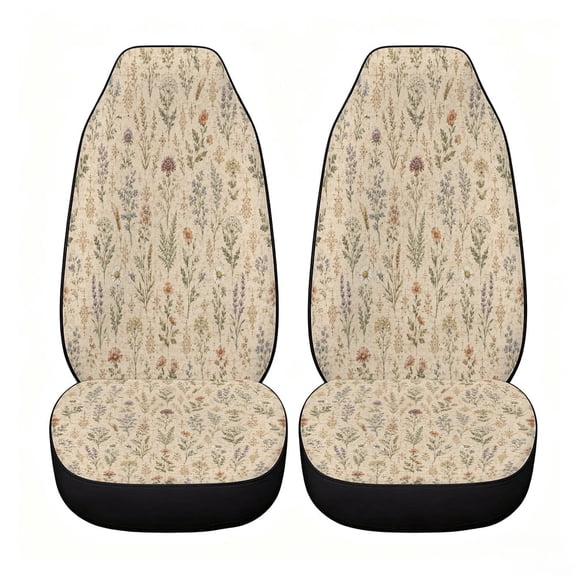 Verolix Minimal Beige Vine Car Seat Covers, Front Seats Only Set of 2, Universal High Back Mesh Fabric Seat Covers for Cars, SUVs, Sedans and Vans
