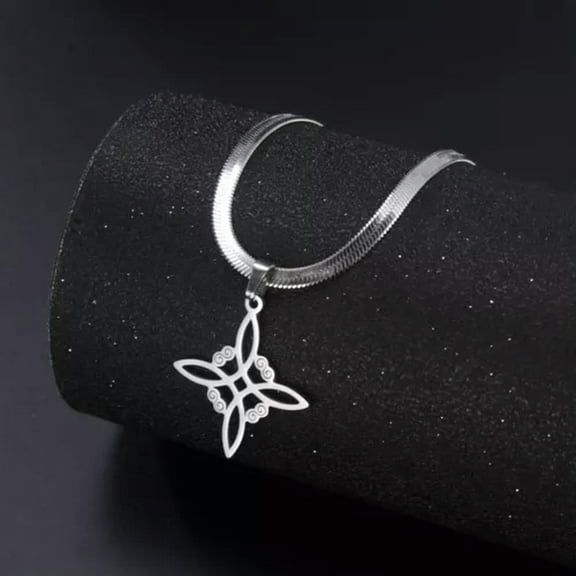 Witch Knot Snake Chain Necklace For Women Stainless Steel Choker Amulet Jewelry