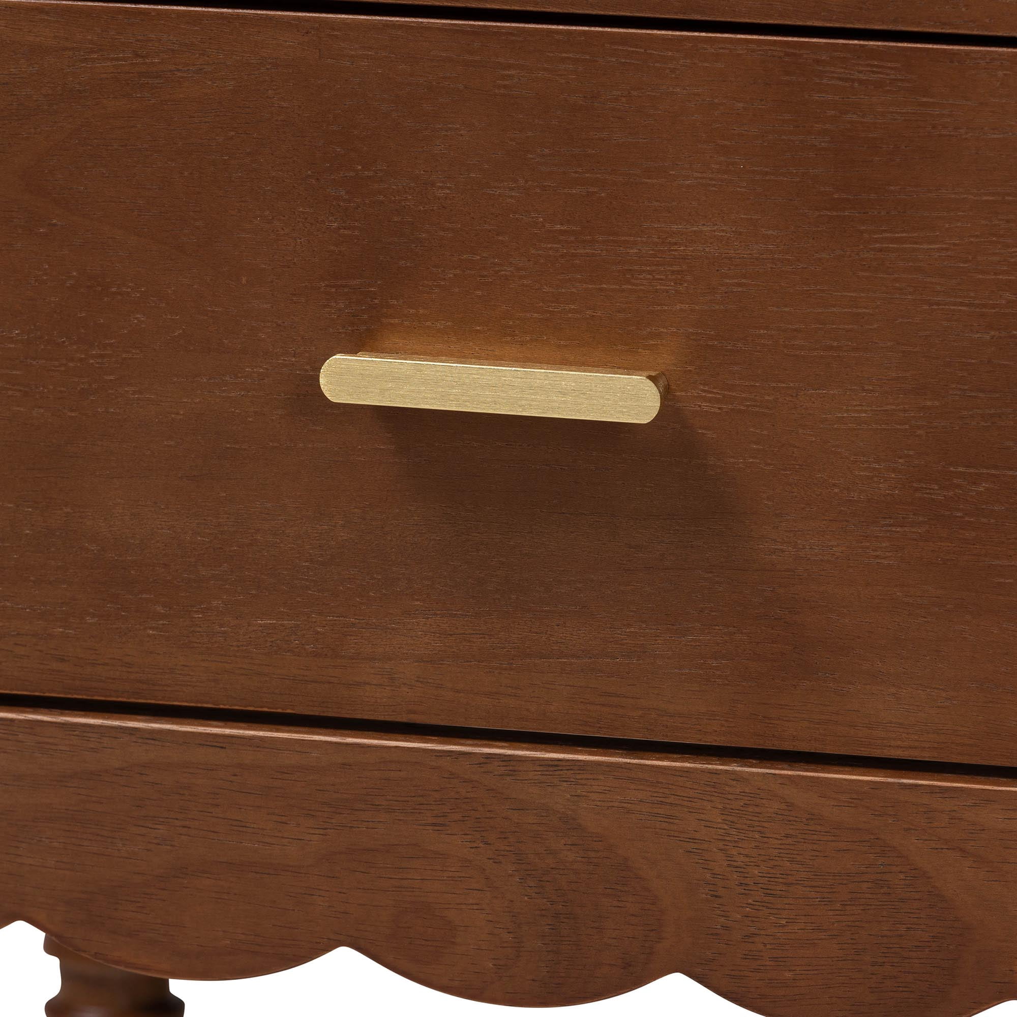 Baxton Studio Danette Modern Nightstand, 2-Drawer, Walnut Brown