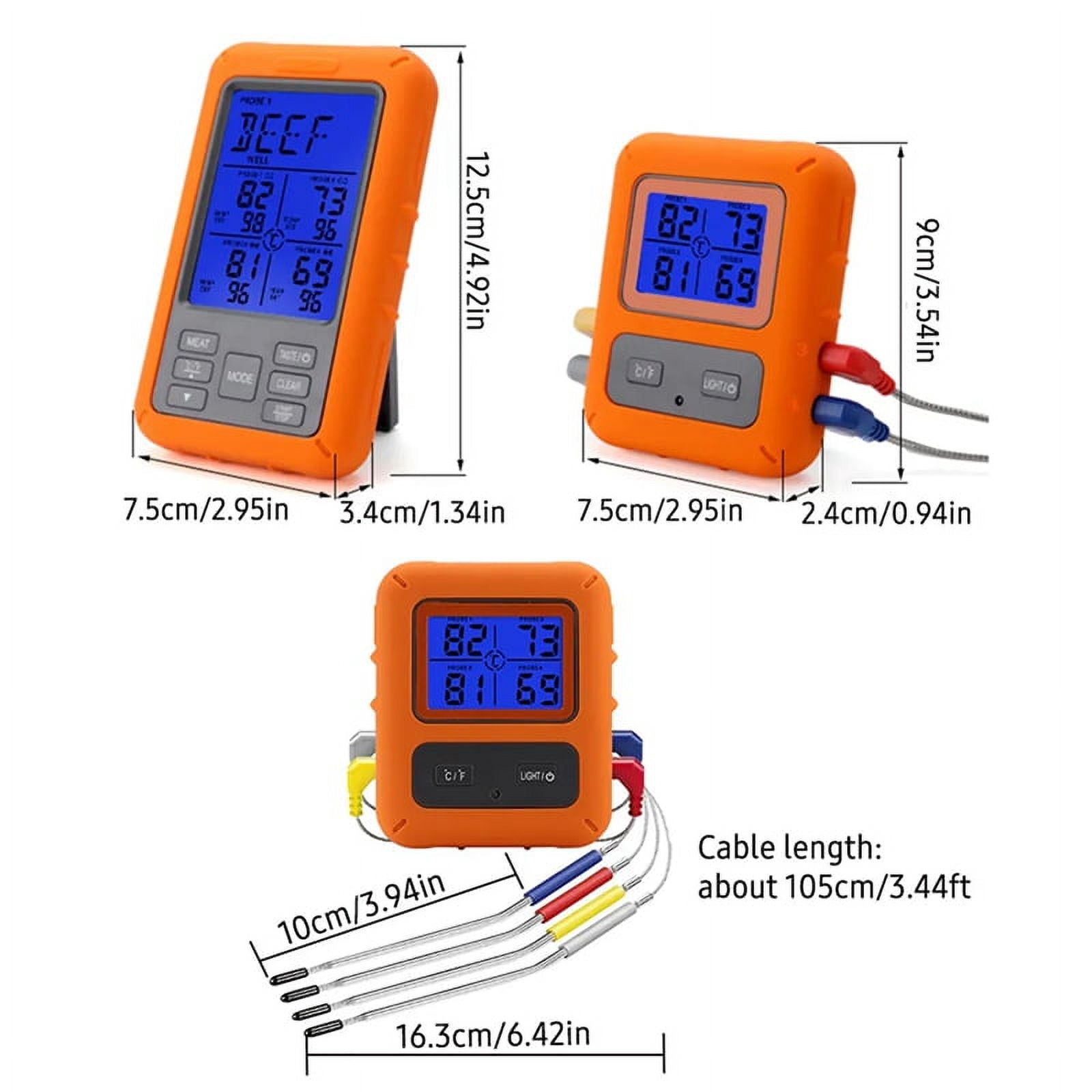 Digital Barbecue Meat Thermometer for Oven Thermomet with Timer 4 Probes Temperature Alarm Kitchen Thermometer(A)