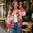 thumbnail image 2 of DISNIMO Valentine's Day Sweatshirts for Women Balloon Heart Printed Outerwear Jacket Zip Front Outwear Jackets Coat with Pockets, 4XL, 2 of 7
