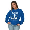 thumbnail image 5 of Crazy Cat Ladies Funny Gym Workout Women Crewneck Sweatshirt Brisco Brands S, 5 of 6