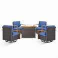 thumbnail image 3 of PARKWELL 5 Piece Patio Fire Pit Sets,All-Weather Conversation Set with 4 Swivel Glider Chair and 41" Fire Pit Table,Outdoor Patio Seating Furniture Set for Backyard Gatherings, Brown/Navy, 3 of 11