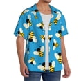 thumbnail image 4 of Vsdgher Flying Bees Print Men's Wrinkle Free Untucked Cuban Shirt Business Casual Button Down Shirts Short Sleeve Shirt, 4 of 7