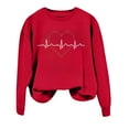 thumbnail image 2 of Heart Beat Print Women's Pullover Hoodie Sweatshirt Casual Lightweight Long Sleeve Top For Everyday Wear Crop Sweatshirts Women Distress Tops Women Medium Weight Hoodie Extra Long Sweatshirts Women, 2 of 4