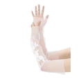 thumbnail image 4 of INSPIRE CHIC Women's Lace Floral Mesh Gloves Female Pearl Bowknot Polka point Wrist Fingerness Length Sleeves for Elegant Bridge Wedding Evening Party White1, 4 of 6