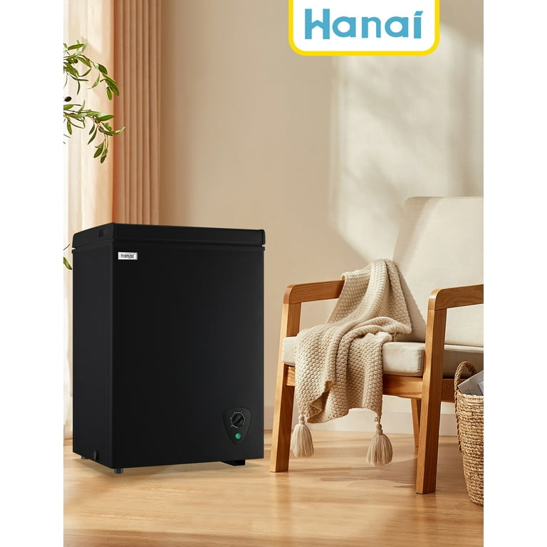 WANAI Chest Freezer, 3.5 Cubic Deep Freezer with Top Open Door and  Removable Storage Basket, 7 Gears Temperature Control 