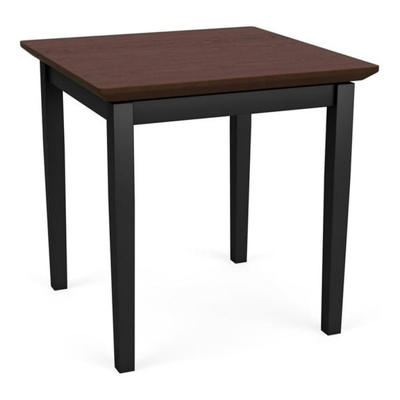 Lesro Lenox Steel Metal Modern Waiting Room Guest End Table in Black and Cocoa Walnut