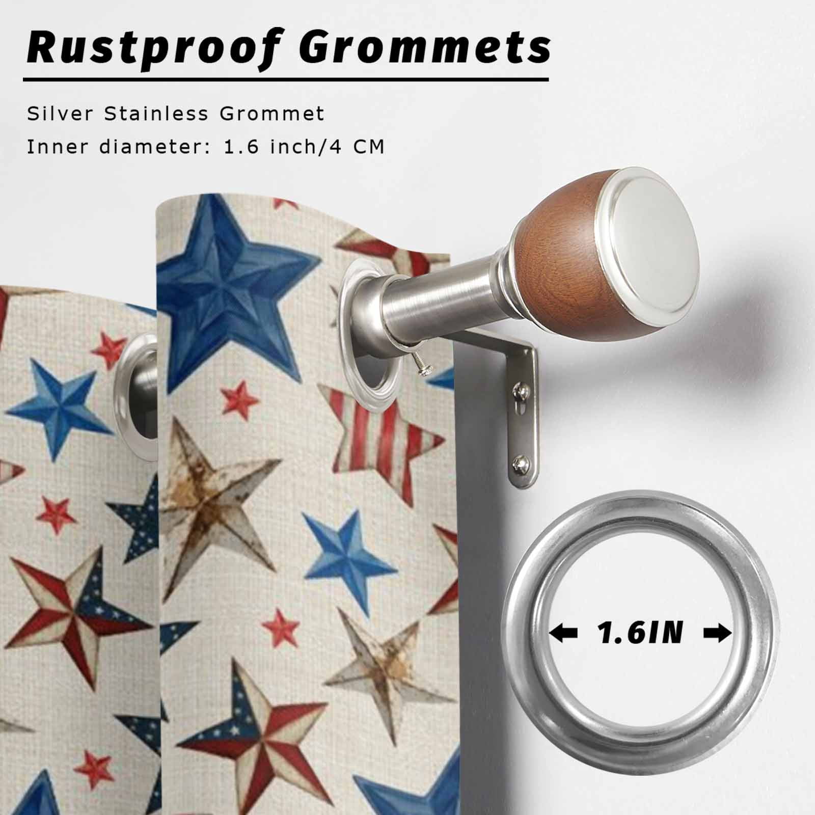 4th of July Outdoor Curtains for Patio, Mottled Usa Flag Striped Stars Memorial Day Linen Sunshade Privacy Drapes Grommet Waterproof Outside Curtains for Porch/Cabana/Balcony 54"x 108", 1 Panel