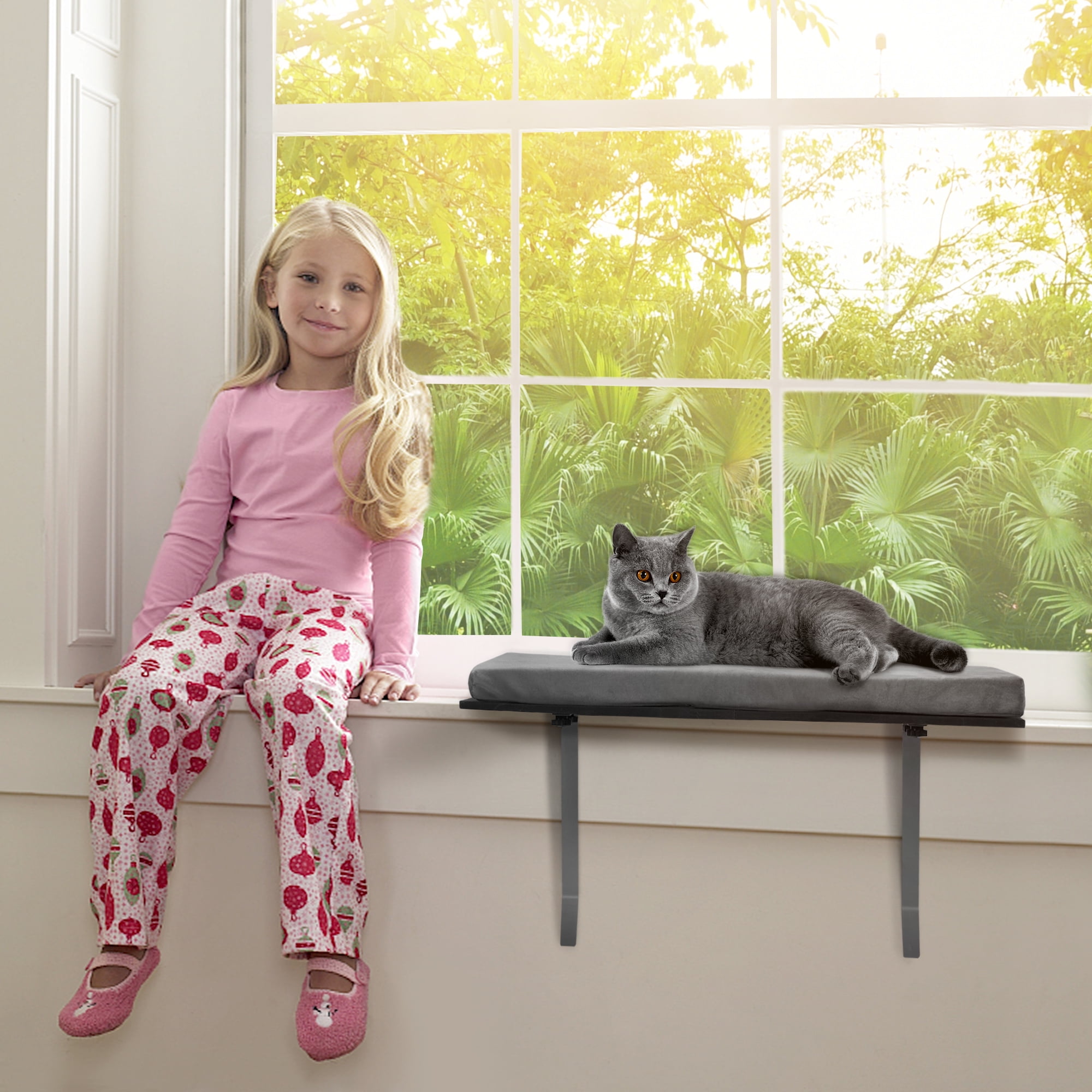 Coziwow Cat Window Seat Perch Pet Sunny Seat Cat Bed for Window Sill Mounted Indoor, Gray