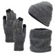 thumbnail image 4 of Conjunto de tres piezas de gorro de lana de invierno con bufanda y guantes de punto cálido de terciopelo, 4 of 6