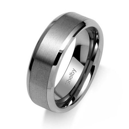 titanium beveled edge band 7mm brushed polished matte comfort couples wide ring