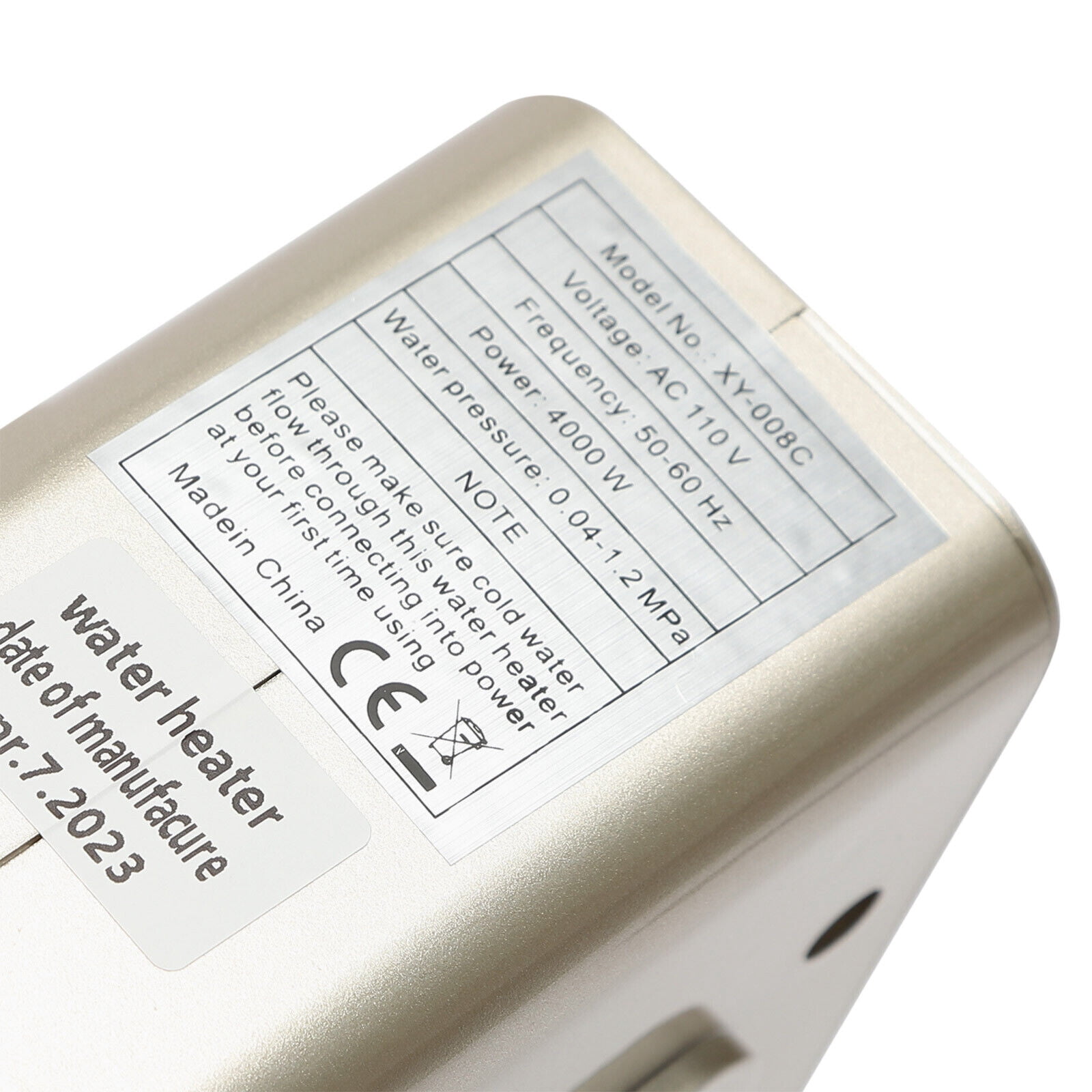 4000W Mini Electric Tankless Water Heater Electric Touch Display Screen Boiler Gold 22.3*17.5*6.5cm/8.7*6.8*2.5inch