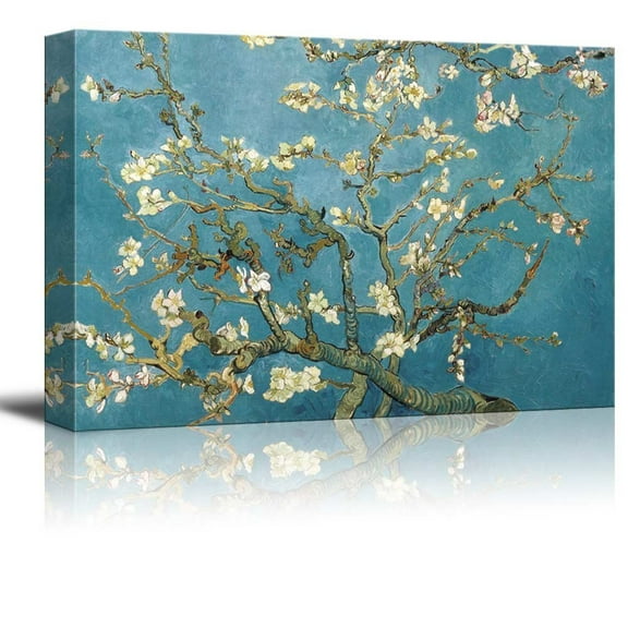 Wall26 Canvas Print Wall Art - Almond Blossoms by Vincent Van Gogh Reproduction on Canvas Stretched Gallery Wrap, Ready to Hang - 24" x 36"