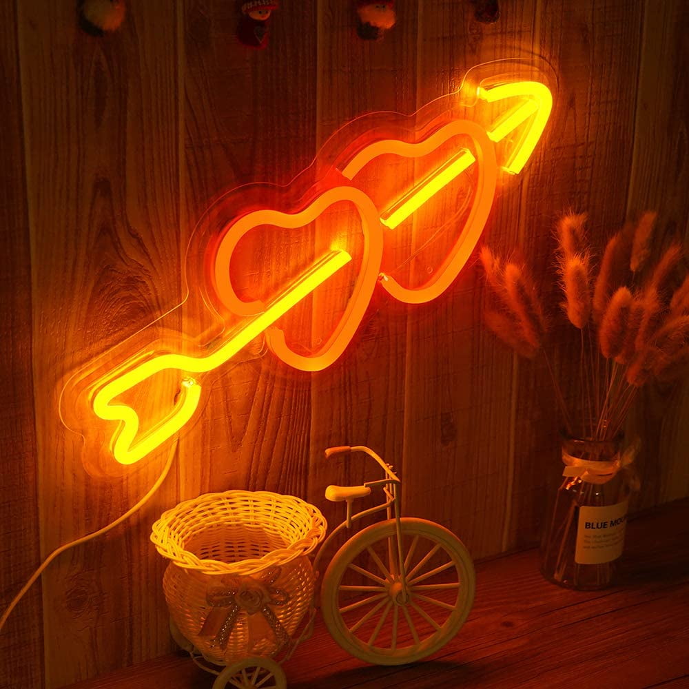 LED Neon Lights, Festival Wall Decor Art Neon Sign Light for Christmas, Home Decoration,Bedroom, Lounge, Office, Wedding, Valentine's Day Party Operated by USB (Heart)