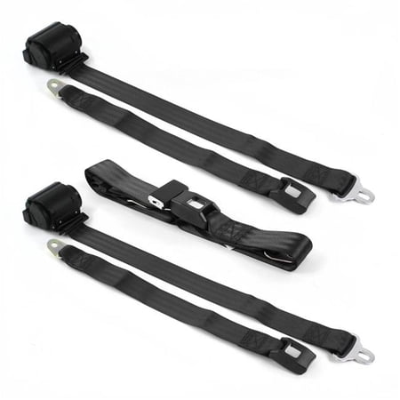 Standard 2 Point Black Retractable Bench Seat Belt Kit for Early Cars 1928-1932 - 3 Belts