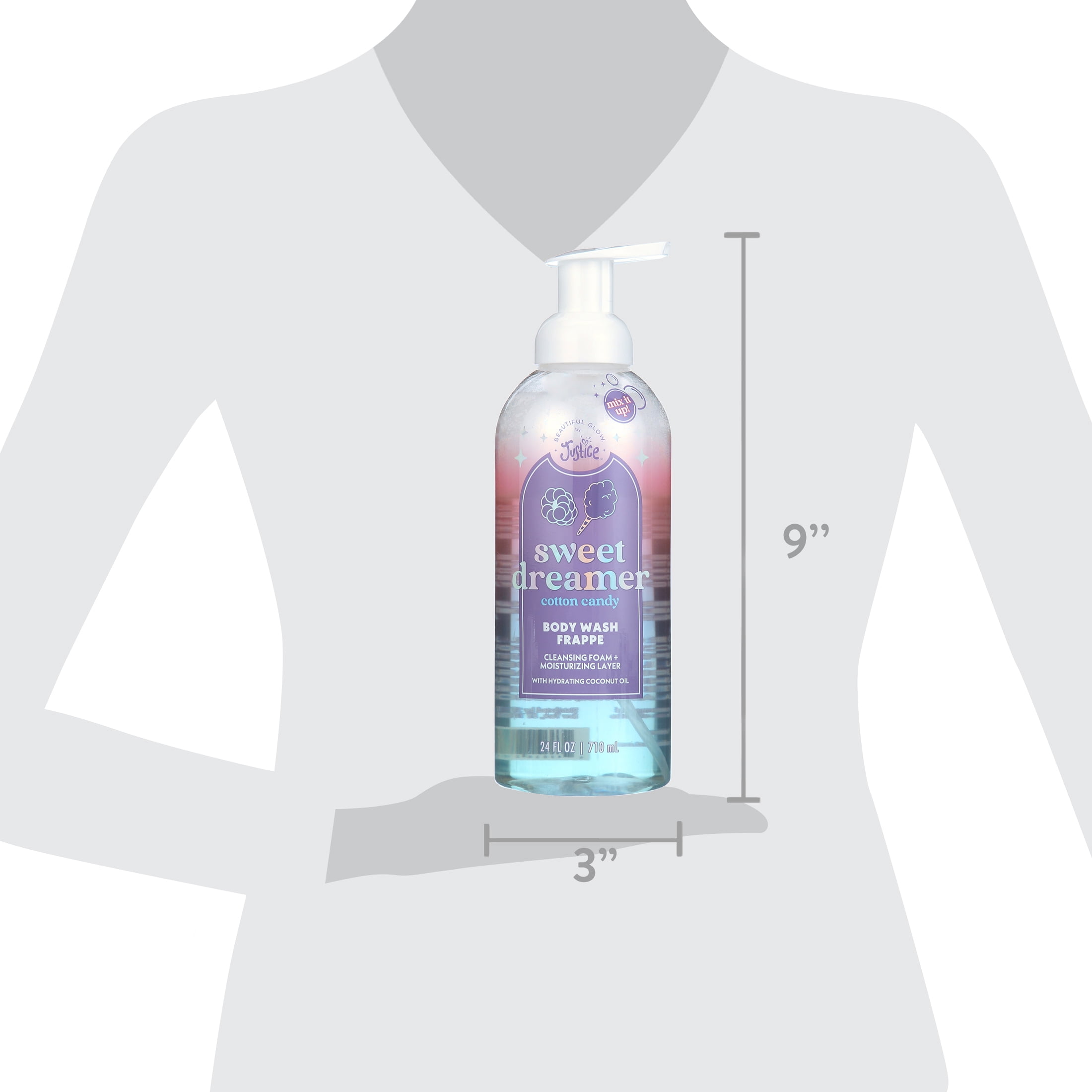Beautiful Glow by Justice Body Wash Frappe, Cotton Candy, 24 fl oz