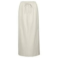 thumbnail image 4 of Trendy Women's High-Waisted Drawstring Maxi Skirt with Relaxed Fit Side Split Versatile for Everyday and Style, 4 of 5