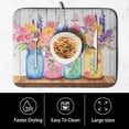 thumbnail image 4 of Daisy Dish Drying Mat for Kitchen Counter Spring Summer Flowers Vases Dishes Pad Microfiber Absorbent Dish Draining Mats Rustic Farmhouse Floral Wooden Board Dish Drainer Rack Mat 16x18 Inch, 4 of 7