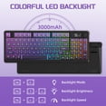 thumbnail image 6 of FREEWOLF M96 Wireless Gaming Keyboard Creamy Membrane with Rainbow Backlight,Media Knob,LCD Screen,Dual Mode-Bluetooth/2.4Ghz,Ball Shape PBT Keycap 94 Key..., 6 of 9