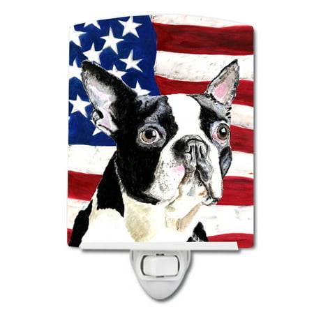

Caroline s Treasures SC9001CNL Flag with Boston Terrier Ceramic Night Light 6x4x3 multicolor