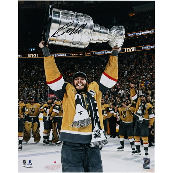 Brayden McNabb Vegas Golden Knights Autographed 2023 Stanley Cup Champions 16" x 20" Raising Cup Photograph - Fanatics Authentic Certified