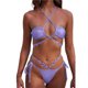 thumbnail image 1 of Trajes de baño Amzcrzy Tankini para mujer, traje de baño diamantes de cristal para mujer, traje de baño con tirantes de patchwork de color sólido, conjunto dividido para vacaciones, morado, L, 1 of 4
