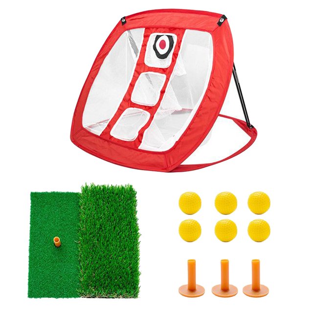 Portátil Golf Chipping Net Backyard Up Range Putting Mat Tee Holder PU Ball - rojo Sunnimix Red de astillado de golf