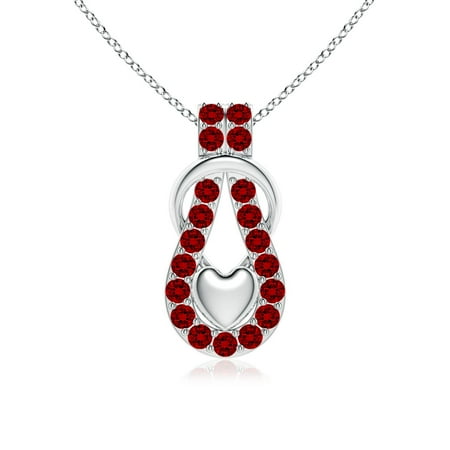 ANGARA Lab Grown 1.71 Ct Ruby Infinity Knot Pendant with Puffed Heart for Women in 14K White Gold (Size-2.5mm) | July Birthstone Anniversary Jewelry Gift for Women | Lab-Grown Ruby Necklace