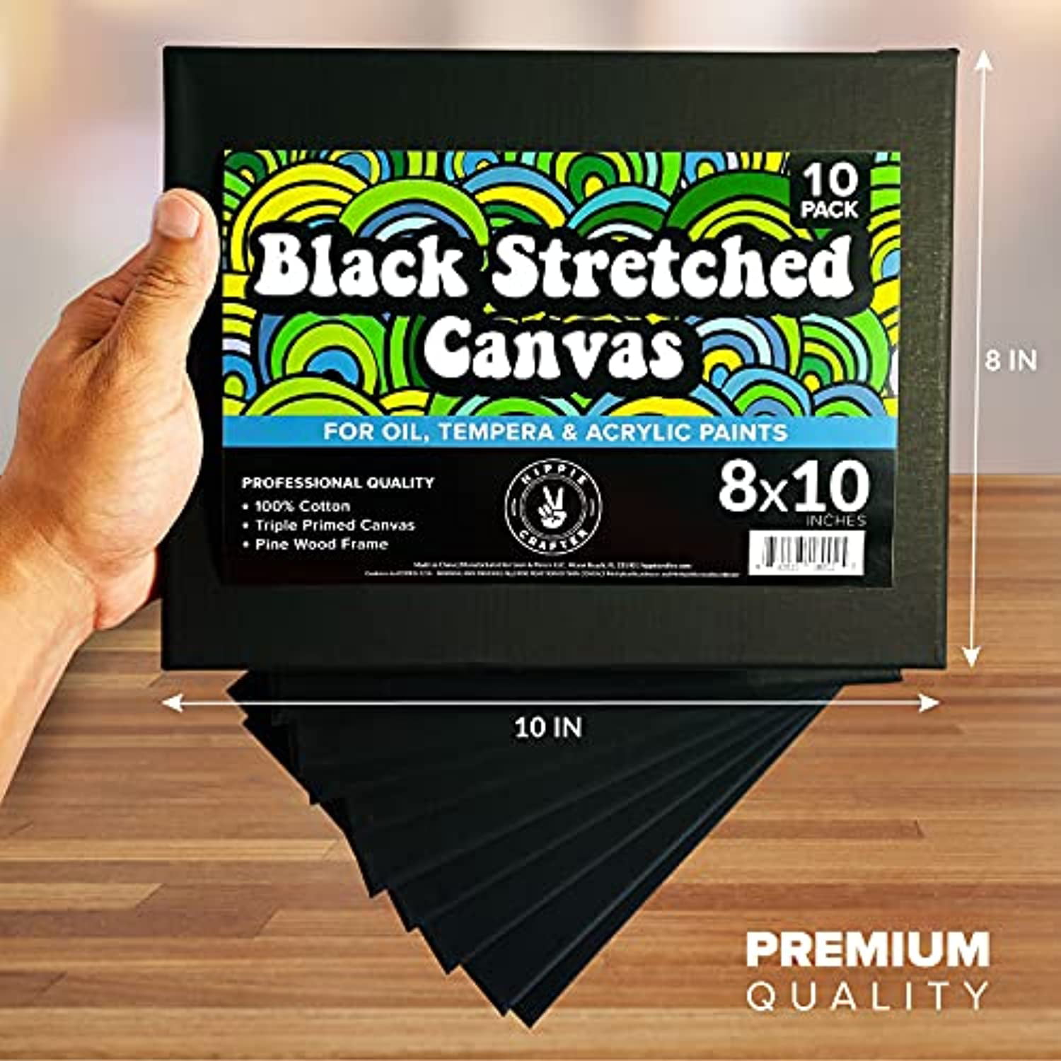 CONDA Black Canvases for Painting 11x14 inch, Pack of 14,100% Cotton  Acid-Free, Canvas Panels, 8 oz Gesso-Primed, Art Boards for Oil & Acrylic