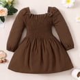 thumbnail image 4 of SYNPOS Toddler Baby Girl Clothes Long Sleeve Pleated Linen Dress Solid Color Fall Winter Casual Outfits 1-5 Years, 4 of 4