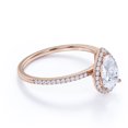 thumbnail image 3 of JeenMata 1.25 Carat pear cut Moissanite Halo Engagement Ring in 18k Rose Gold Over Silver, 3 of 7