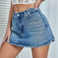 thumbnail image 6 of Taqqpue Womens High Waist One Button Stretch Bodycon Pocket Denim Jean Skirts Comfortable Shorts Skirt Mini Denim Skirt for Women, 6 of 8