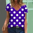 thumbnail image 2 of Inleife Womens T-Shirts Women's Tops Women's Fashion Casual Loose Blouse Printing V Neck T-Shirt Blouse Print Tee Sizes Purple L, 2 of 5