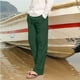 thumbnail image 4 of Pantalones largos para hombre, elásticos, de lino transpirable, holgados y casuales, de fibra de poliéster., 4 of 6