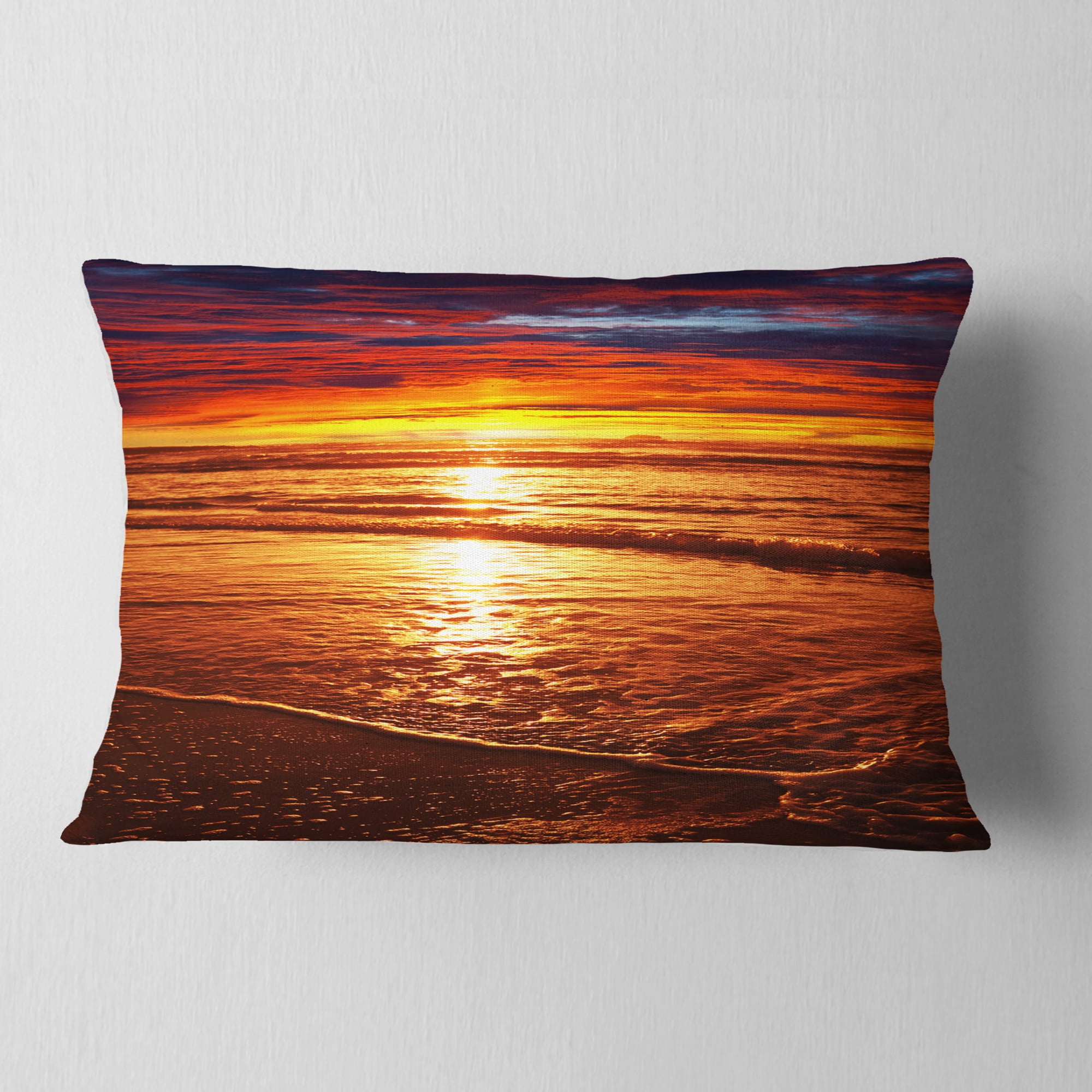 Designart 12" x 20" Red Polyester Throw Pillow