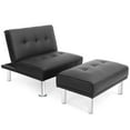 thumbnail image 1 of Gymax Accent Chair Set Convertible Single Sofa w/Ottoman Footrest Black, 1 of 10