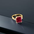 thumbnail image 6 of Gem Stone King 5.88 Ct Octagon Red Created Ruby 18K Yellow Gold Plated Silver Ring, 6 of 6