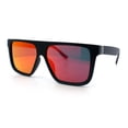 thumbnail image 4 of Mens Mirrored Lens 90s Flat Top Horn Rim Plastic Urban Sunglasses [Matte Black - Red Mirror], 4 of 8
