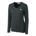 thumbnail image 2 of Women's Cutter & Buck Heather Charcoal TCU Horned Frogs Lakemont Tri-Blend V-Neck Pullover Sweater, 2 of 3