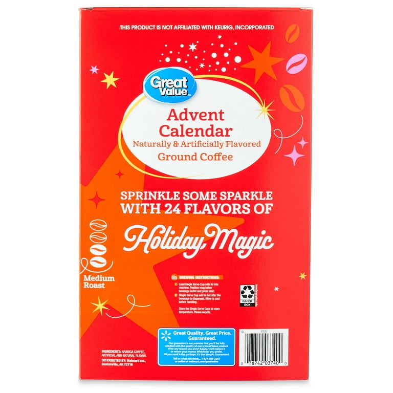 Great Value Advent Calendar Ground Coffee Pods, 0.33 oz, 24 Count -  Walmart.com