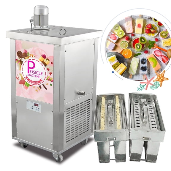 Kolice Commercial Slim Molds Popsicle Ice Cream Machine,Ice Bars, Ice Pops Maker-2 Mold Included