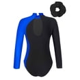 thumbnail image 2 of Alvivi Kids Girls Sparkle Long Sleeve Leotard Ballet Dance Gymnastics Tranning Unitard with Hair Band Royal Blue 14, 2 of 6