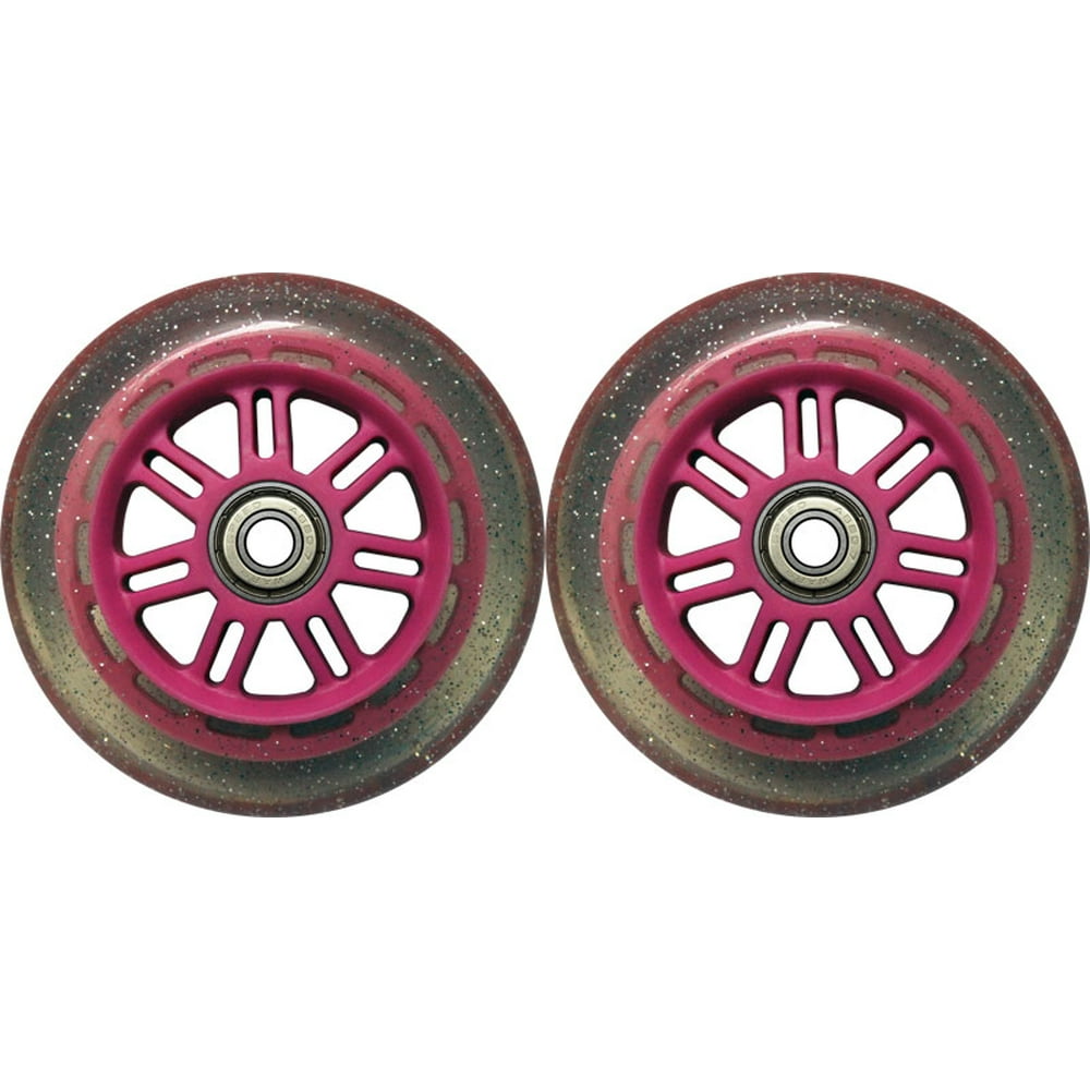100mm 88a Replacement Wheels 2 Pack for Razor Kick Scooter GLITTER/PINK