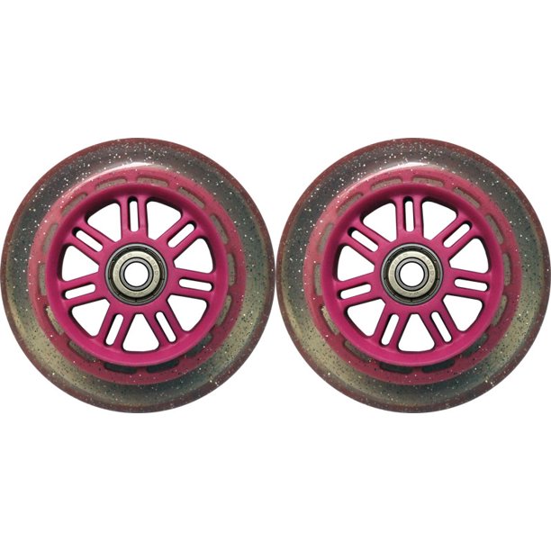 100mm 88a Replacement Wheels 2 Pack for Razor Kick Scooter GLITTER/PINK